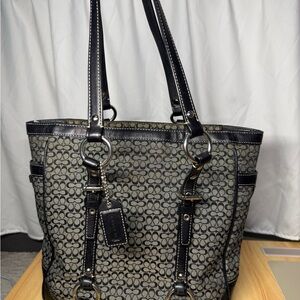 Coach Black and Gray Signature Tote